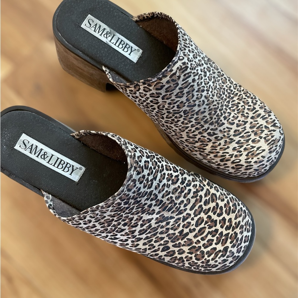 Sam & Libby Leopard Mules Vintage Y2K